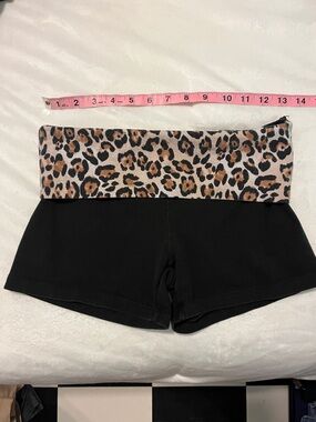 Victoria's Secret Black Shorts with Leopard cheetah Print Foldover Waistband